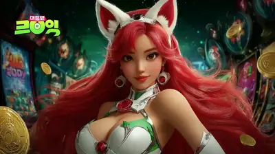 Red-haired anime character with fox ears in casino gaming environment