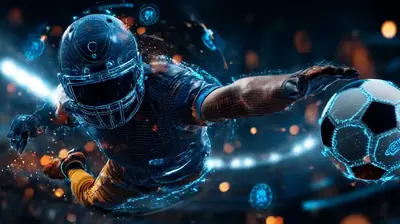 Futuristic digital football player illustration for online sports betting platform