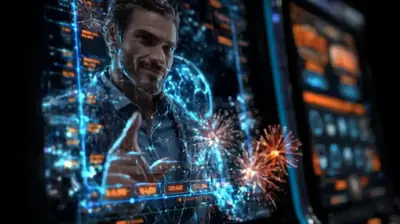 Man analyzing live sports betting odds on holographic interface display